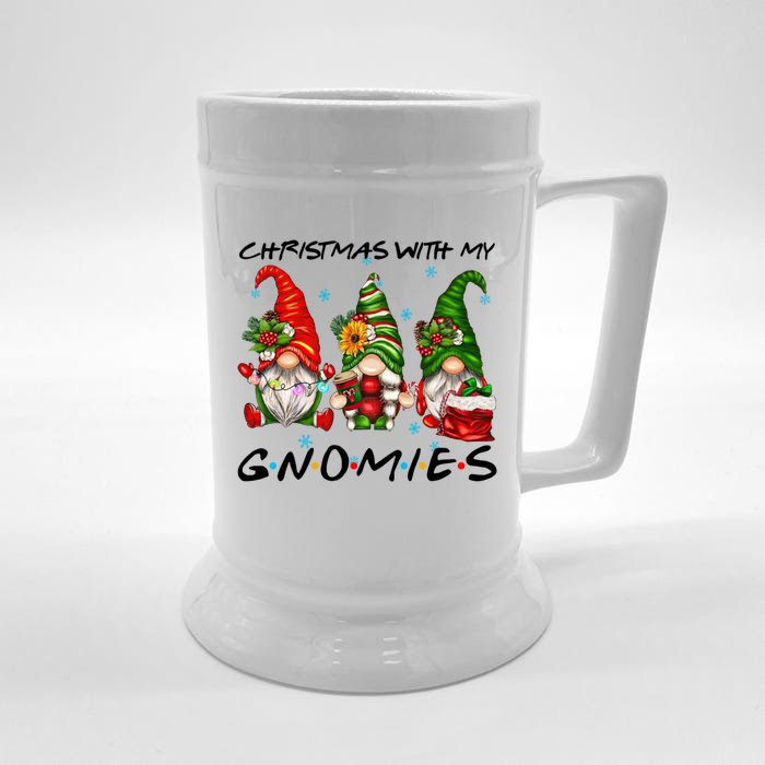 Funny Gnome Christmas Friend Great Gift Christmas With My Gnomies Great Gift Front & Back Beer Stein