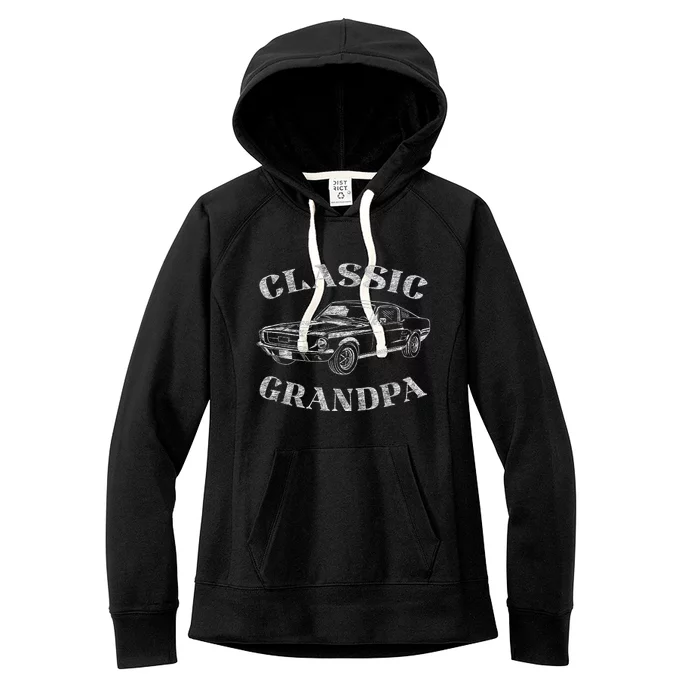 Funny Grandpa Classic Car Graphic Women's Fleece Hoodie