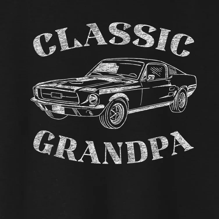 Funny Grandpa Classic Car Graphic Women's Crop Top Tee