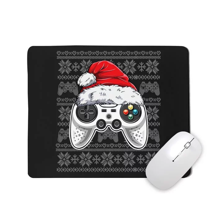 Funny Gamer Controller Gaming Gift Boys Christmas Santa Hat Mousepad