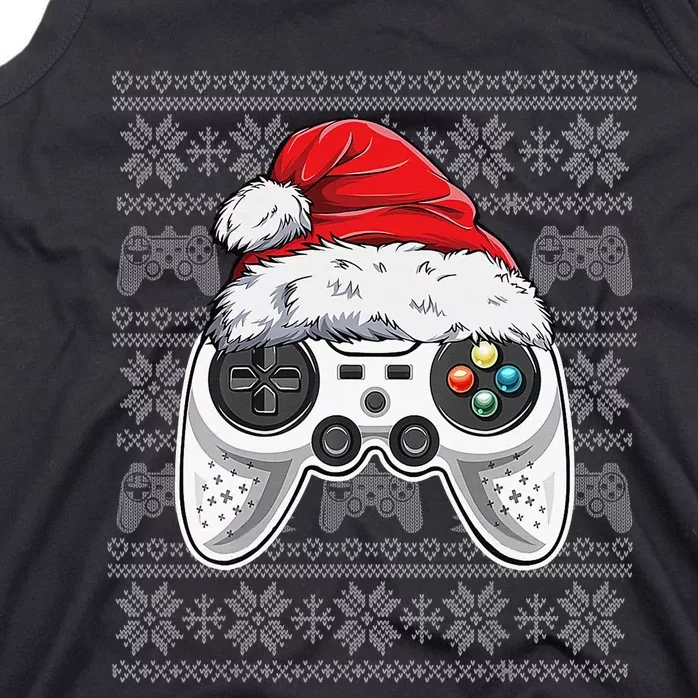 Funny Gamer Controller Gaming Gift Boys Christmas Santa Hat Tank Top