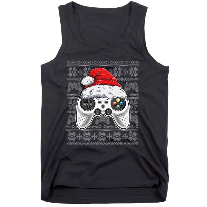 Funny Gamer Controller Gaming Gift Boys Christmas Santa Hat Tank Top