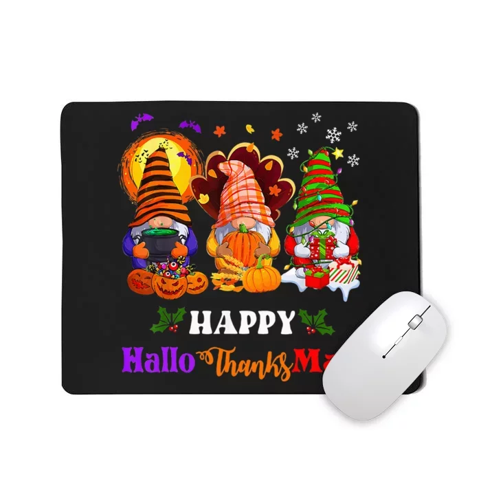 Festive Gnomes Celebrating Halloween and Christmas Mousepad