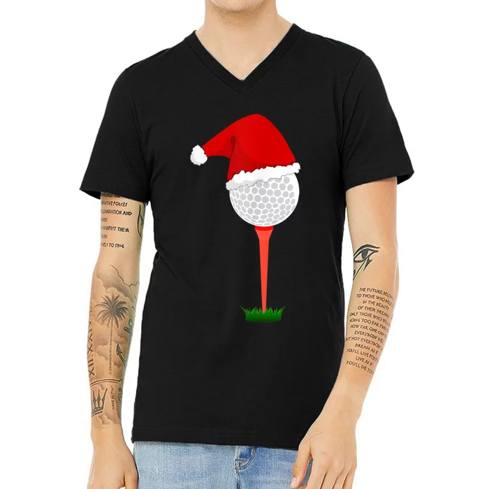 Funny Golfing Christmas Holiday Golf Ball V-Neck T-Shirt