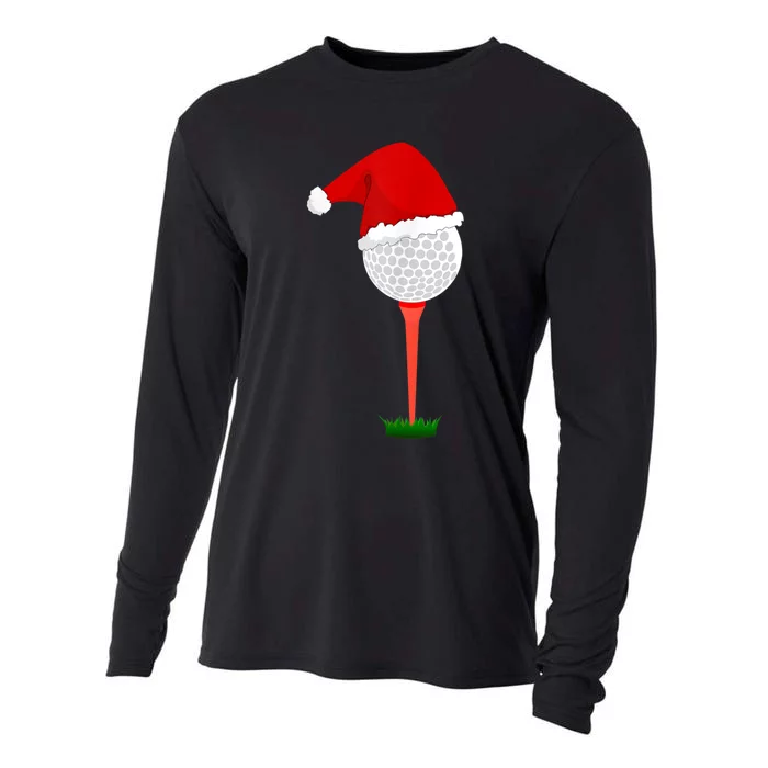 Funny Golfing Christmas Holiday Golf Ball Cooling Performance Long Sleeve Crew