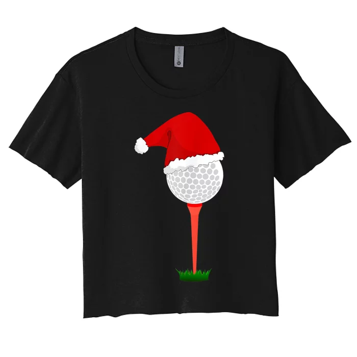 Funny Golfing Christmas Holiday Golf Ball Women's Crop Top Tee