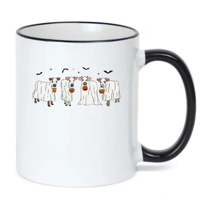 Funny Ghost Cows Halloween Animals Cow Lover Spooky Season Black Color Changing Mug