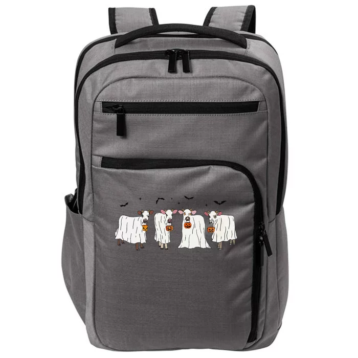 Funny Ghost Cows Halloween Animals Cow Lover Spooky Season Impact Tech Backpack