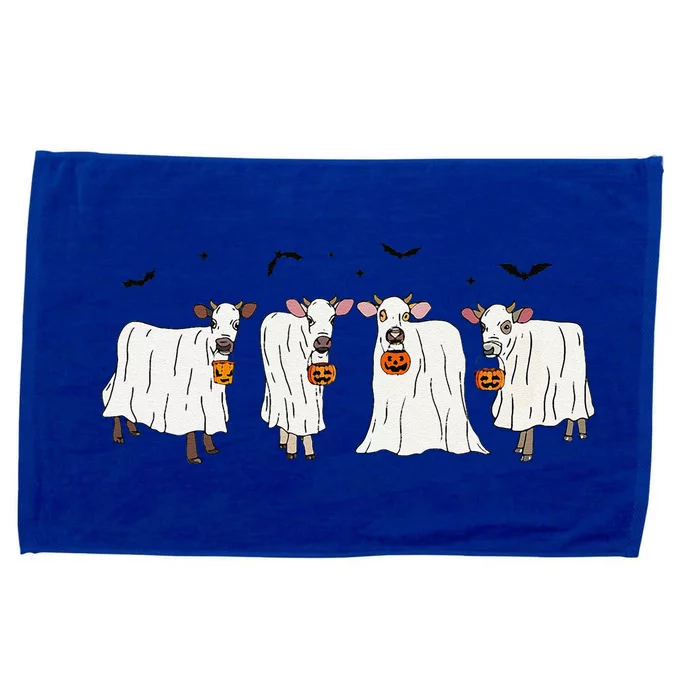 Funny Ghost Cows Halloween Animals Cow Lover Spooky Season Microfiber Hand Towel