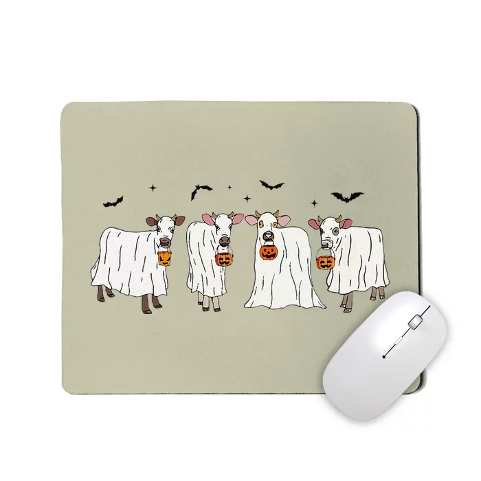 Funny Ghost Cows Halloween Animals Cow Lover Spooky Season Mousepad