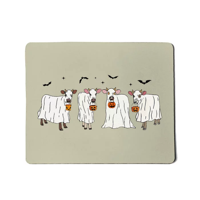 Funny Ghost Cows Halloween Animals Cow Lover Spooky Season Mousepad