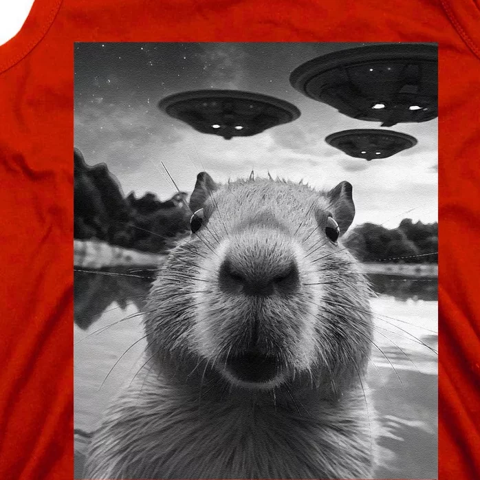 Funny Graphic Capybara Selfie With Ufos Weird Tank Top