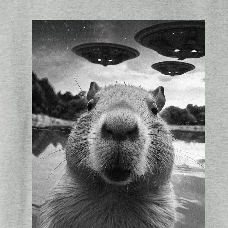 Funny Graphic Capybara Selfie With Ufos Weird Women's Crop Top Tee