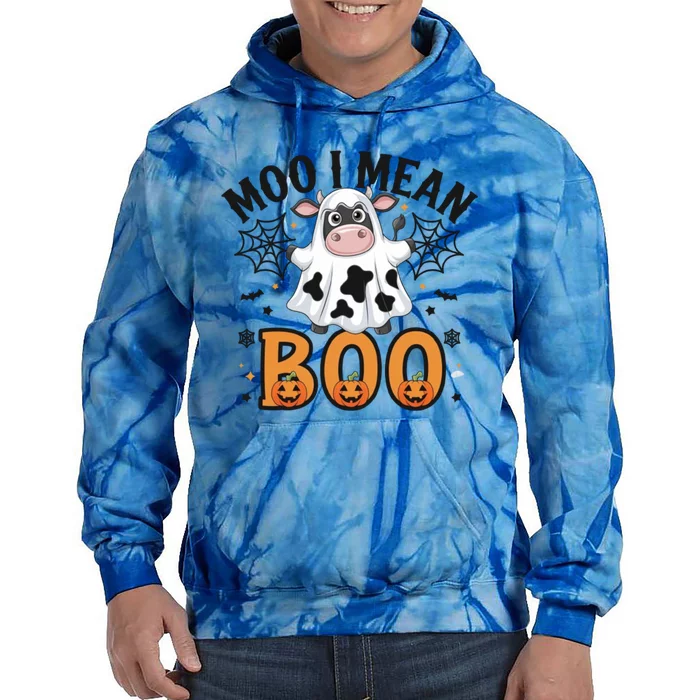 Funny Ghost Cow Moo I Mean Boo Cute Cow Halloween Gift Tie Dye Hoodie