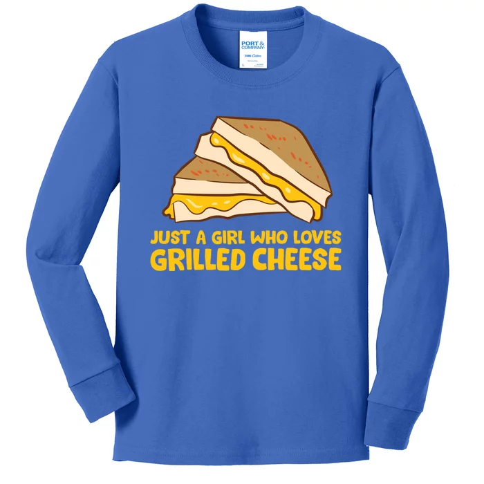 Funny Grilled Cheese Just A Who Loves Grilled Cheese Cool Gift Kids Long Sleeve Shirt