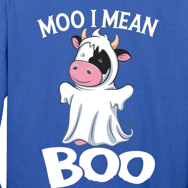 Funny Ghost Cow Moo I Mean Boo Halloween Cow Lover Gift Long Sleeve Shirt