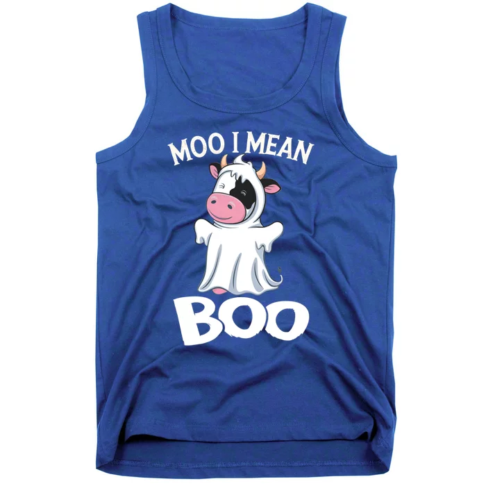 Funny Ghost Cow Moo I Mean Boo Halloween Cow Lover Gift Tank Top