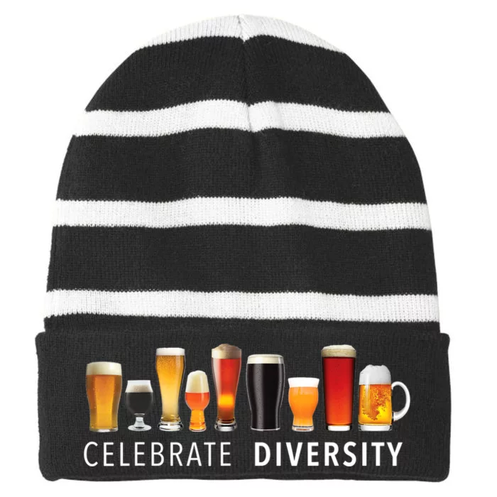 Funny Gift Celebrate Diversity Craft Beer Ing Gift Striped Beanie with Solid Band