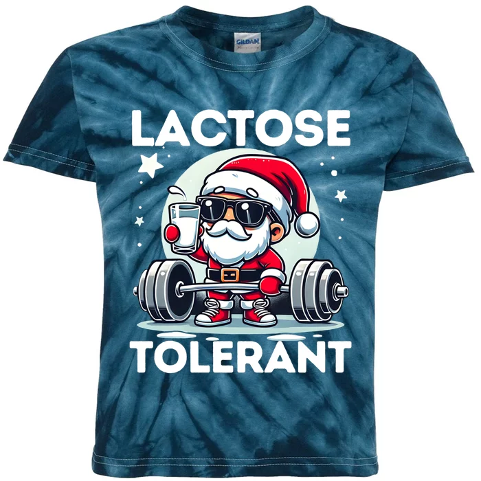 Funny Gift Christmas Santa Fitness Ugly Christmas Xmas Lactose Tolerant Kids Tie-Dye T-Shirt