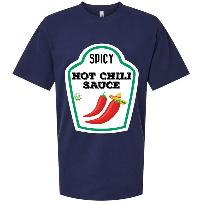 Funny Group Condiments Diy Halloween Costume Hot Chili Sauce Sueded Cloud Jersey T-Shirt