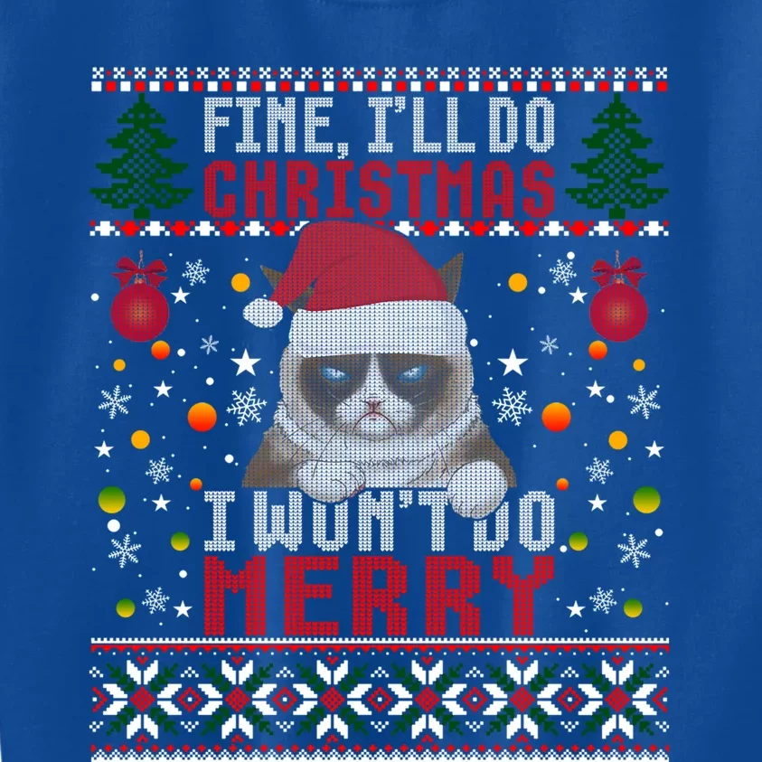 Funny Grumpy Christmas Cat Pun Joke Ugly Xmas Sweater Gift Kids Sweatshirt