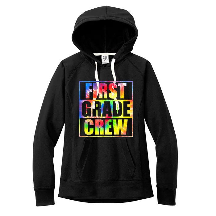 First Grade Crew Retro Groovy Vintage Back to School Women's Fleece Hoodie