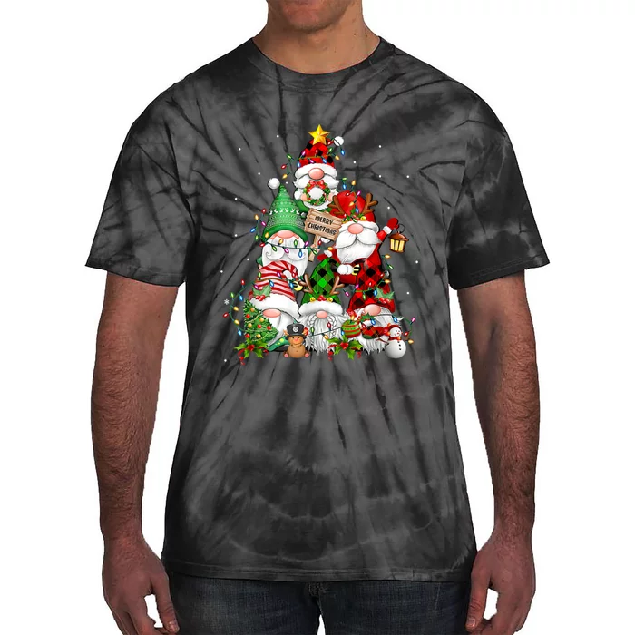 Funny Gnomies Christmas Tree Lights Cute Gnome Merry Xmas Pj Tie-Dye T-Shirt