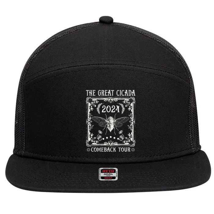 Funny Great Cicada Comeback 2024 Insect Invasion 7 Panel Mesh Trucker Snapback Hat