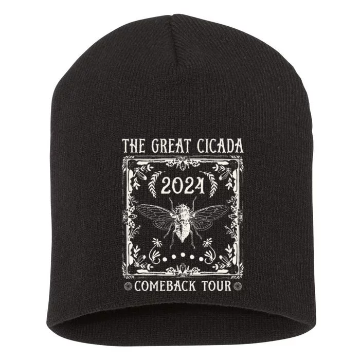 Funny Great Cicada Comeback 2024 Insect Invasion Short Acrylic Beanie