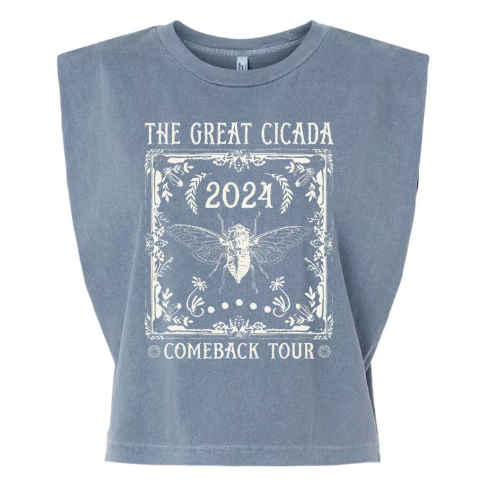 Funny Great Cicada Comeback 2024 Insect Invasion Garment-Dyed Women's Muscle Tee