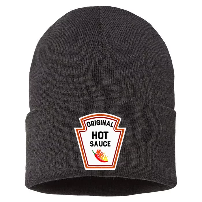 Funny Group Condiments Halloween Costume Original Hot Sauce Sustainable Knit Beanie