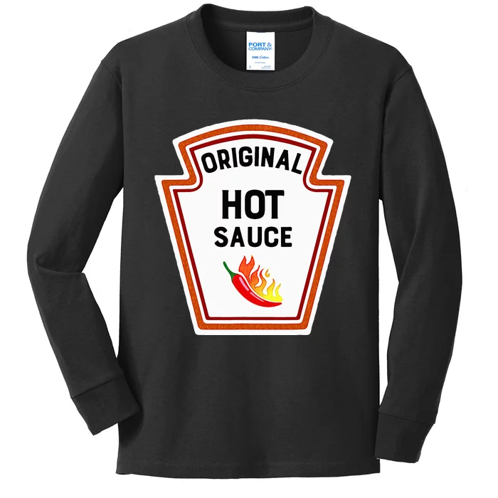 Funny Group Condiments Halloween Costume Original Hot Sauce Kids Long Sleeve Shirt