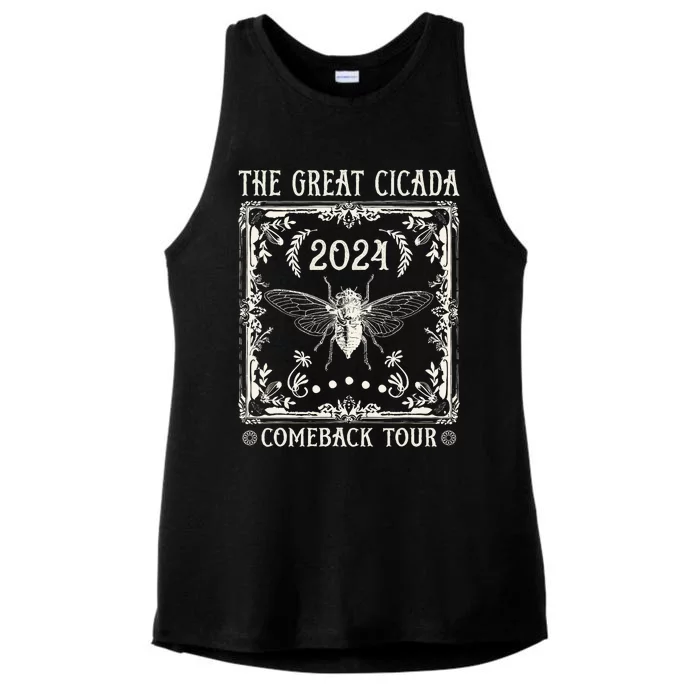 Funny Great Cicada Comeback 2024 Insect Invasion Ladies Tri-Blend Wicking Tank