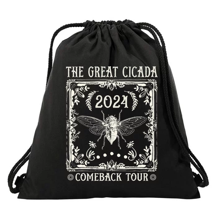 Funny Great Cicada Comeback 2024 Insect Invasion Drawstring Bag