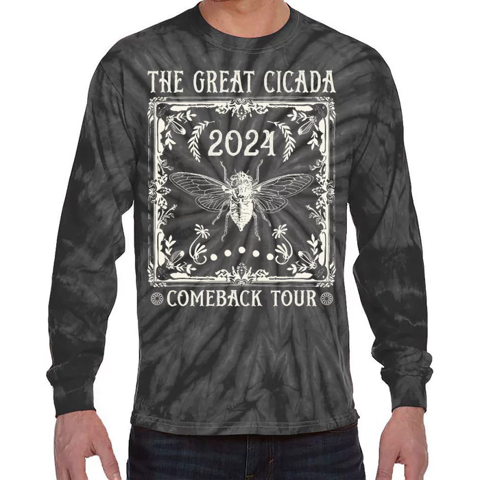 Funny Great Cicada Comeback 2024 Insect Invasion Tie-Dye Long Sleeve Shirt