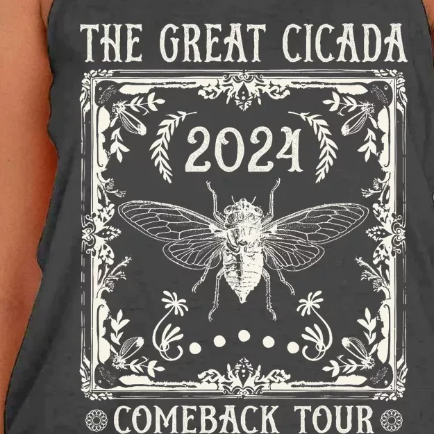 Funny Great Cicada Comeback 2024 Insect Invasion Women's Knotted Racerback Tank