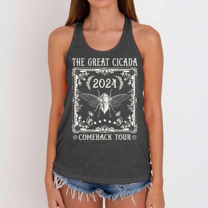 Funny Great Cicada Comeback 2024 Insect Invasion Women's Knotted Racerback Tank