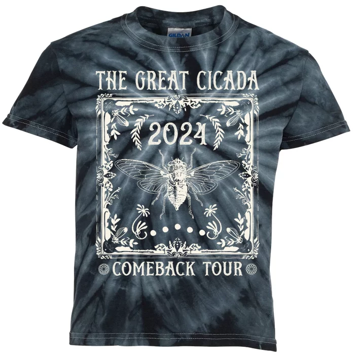 Funny Great Cicada Comeback 2024 Insect Invasion Kids Tie-Dye T-Shirt