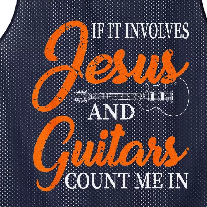 Funny Guitarist Christian Religious Guitar Player Gift Jesus Mesh Reversible Basketball Jersey Tank