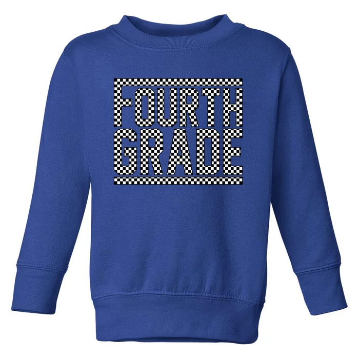 Fourth Grade Checkered 4th Grade Teacher Back To School Toddler Sweatshirt