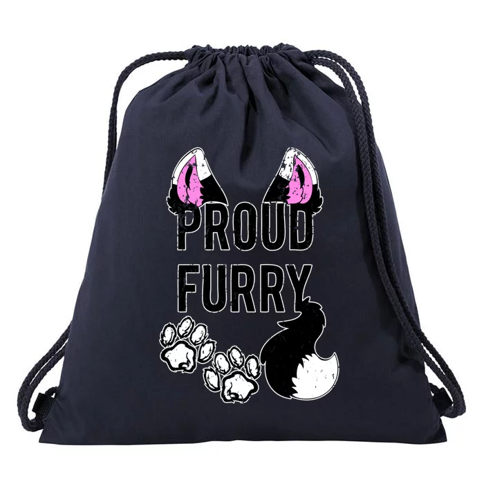 Furry Gift Cool Gift Proud Furry Tail And Ears Sweater Gift Drawstring Bag