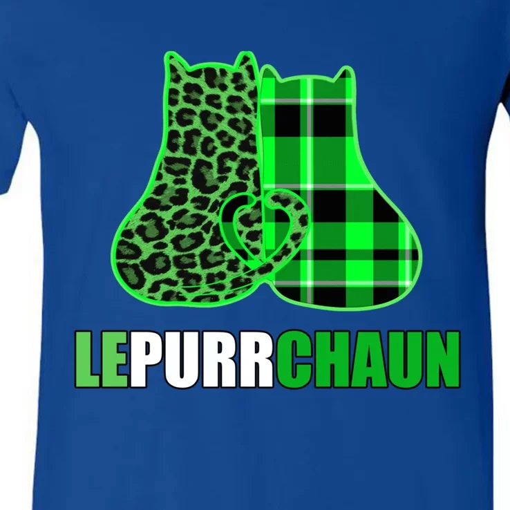 Funny Green Cats Lepurrchaun Love St Patrick's Lucky Kitties Gift V-Neck T-Shirt