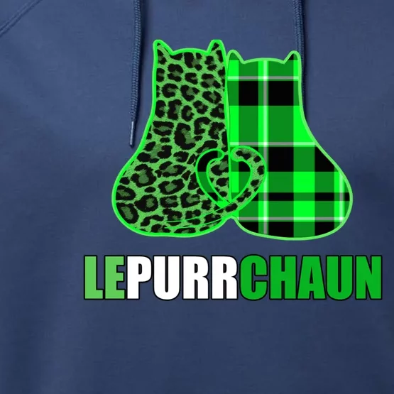 Funny Green Cats Lepurrchaun Love St Patrick's Lucky Kitties Gift Performance Fleece Hoodie