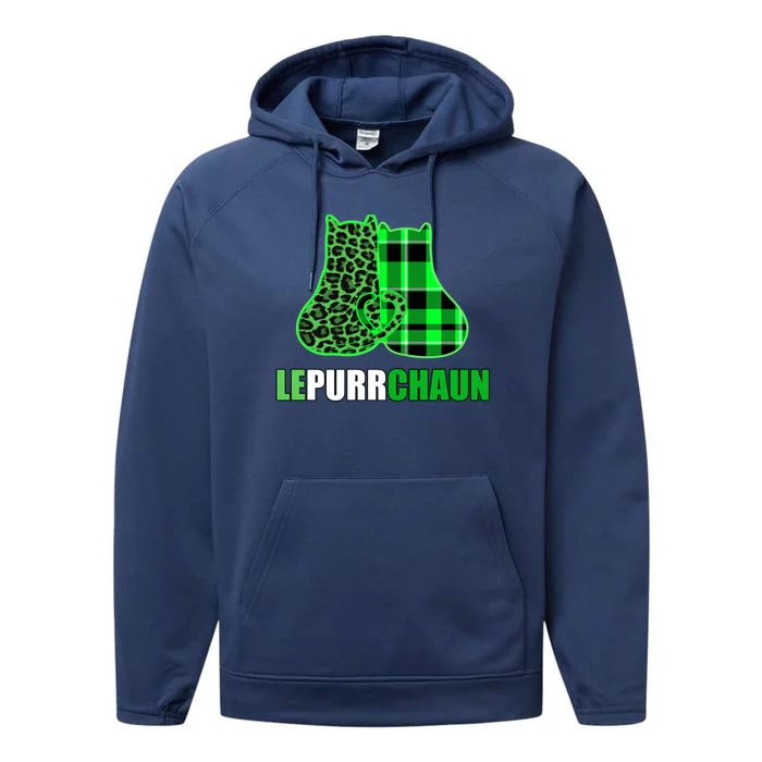 Funny Green Cats Lepurrchaun Love St Patrick's Lucky Kitties Gift Performance Fleece Hoodie