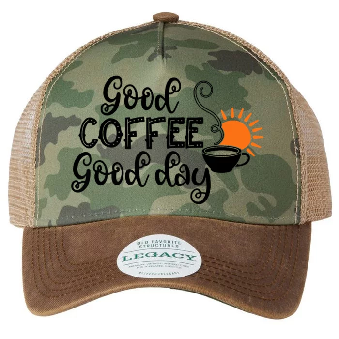 Funny Good Coffee Great Day Latte Macchiato Legacy Tie Dye Trucker Hat