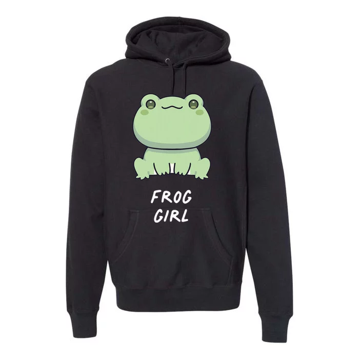 Frog Girl Cute Kawaii Anime Aesthetic Family Ambhibian Lover Premium Hoodie