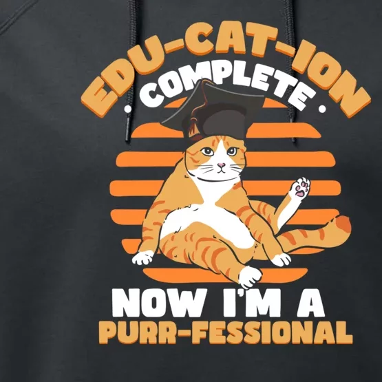 Funny Graduation Cat Performance Fleece Hoodie