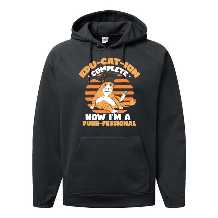 Funny Graduation Cat Performance Fleece Hoodie