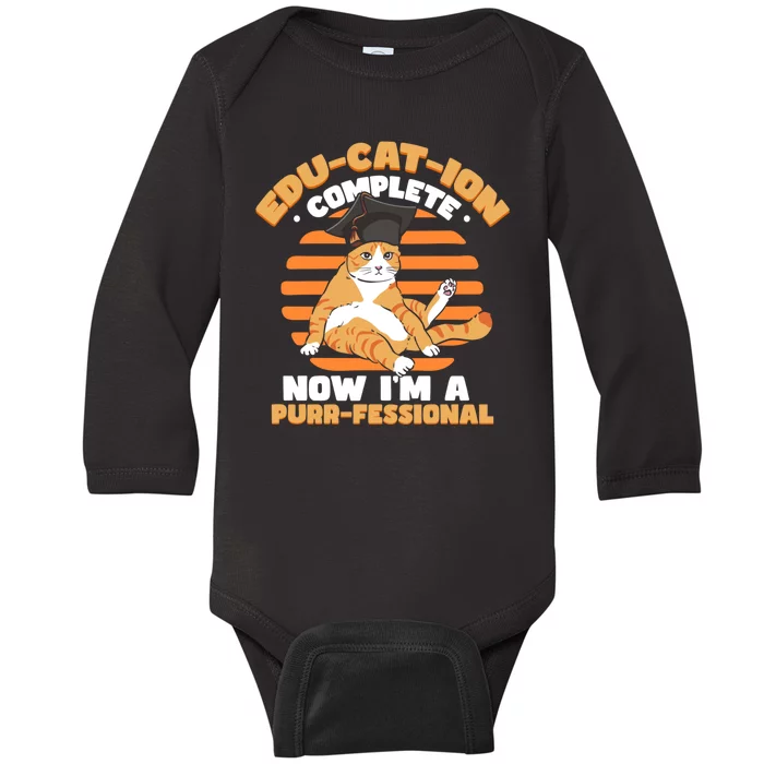 Funny Graduation Cat Baby Long Sleeve Bodysuit