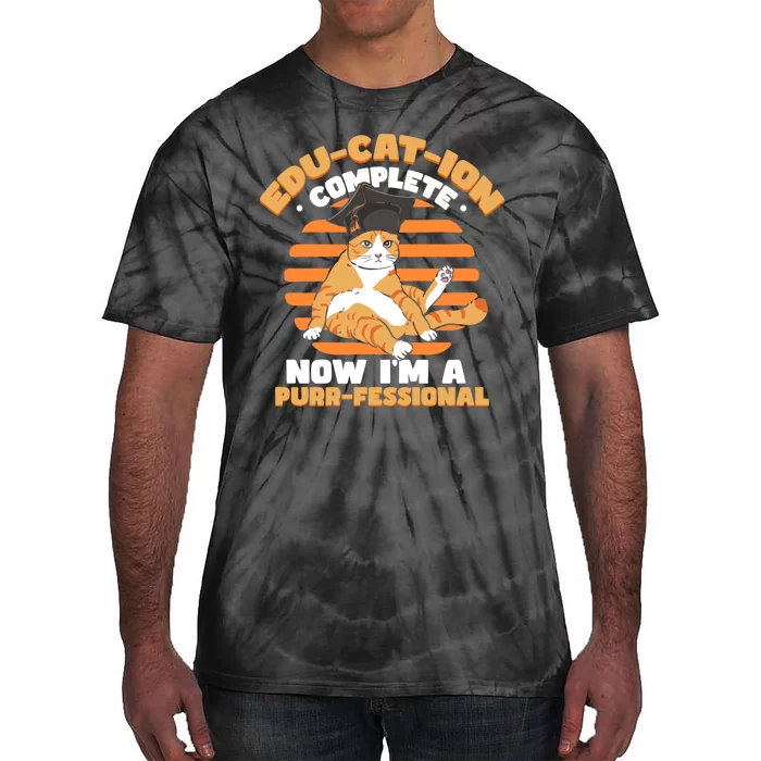 Funny Graduation Cat Tie-Dye T-Shirt